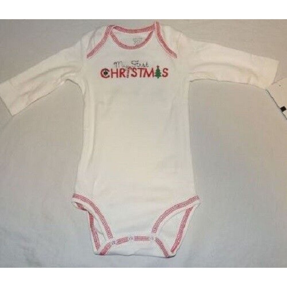 Carters Baby My First Christmas Bodysuit Size Newborn Holiday Long Sleeve Santa